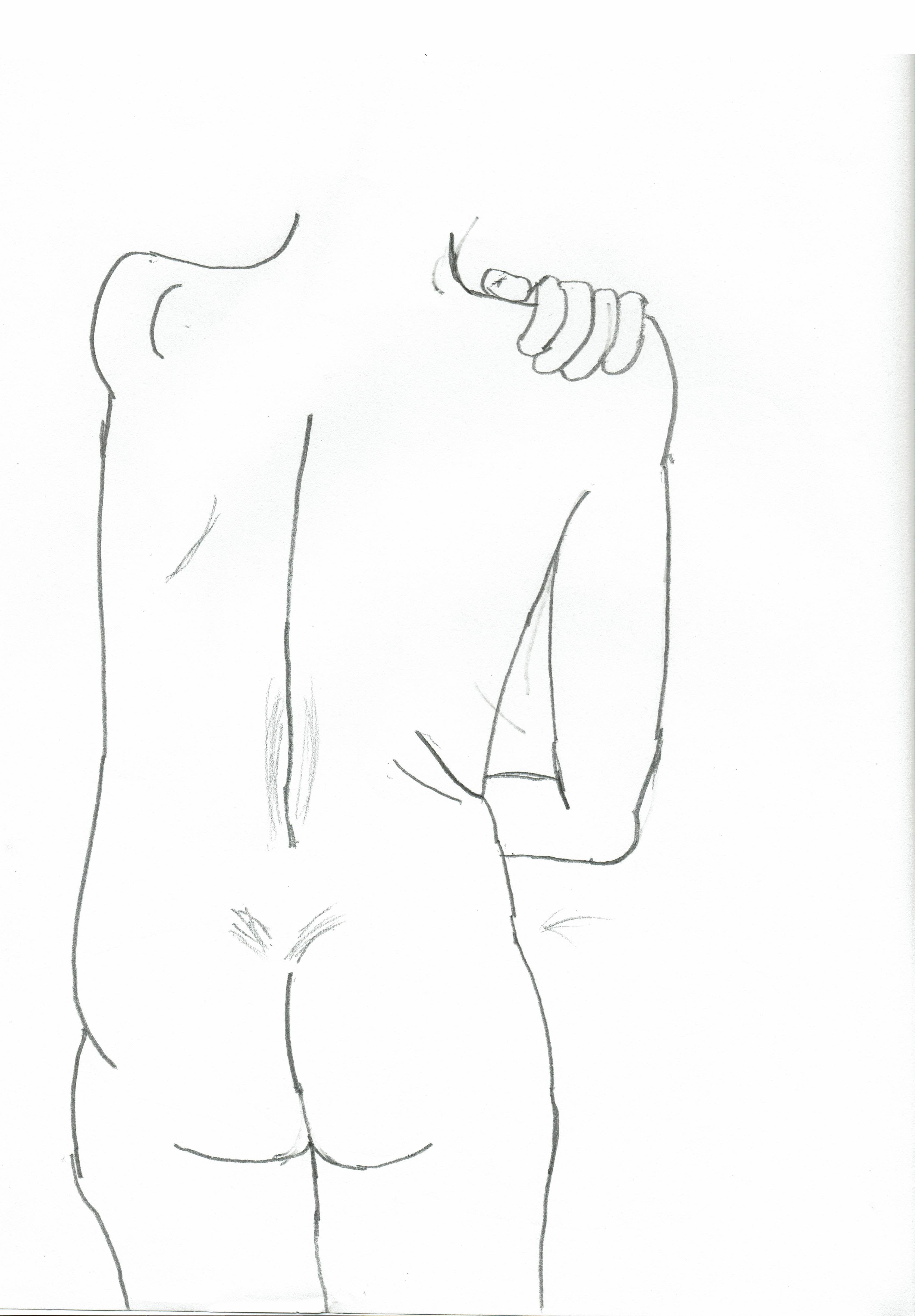 Sketch 2 in a series of studies from a nude anatomy study at a community art center